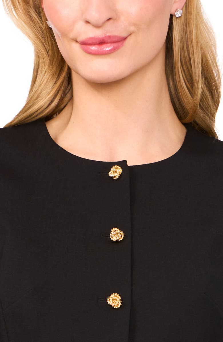 Ted Baker Long Sleeve Mixed Media Dress, Alternate, color, Rich Black