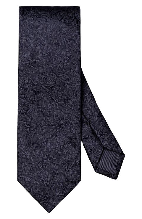 Navy Paisley Silk Jacquard Tie