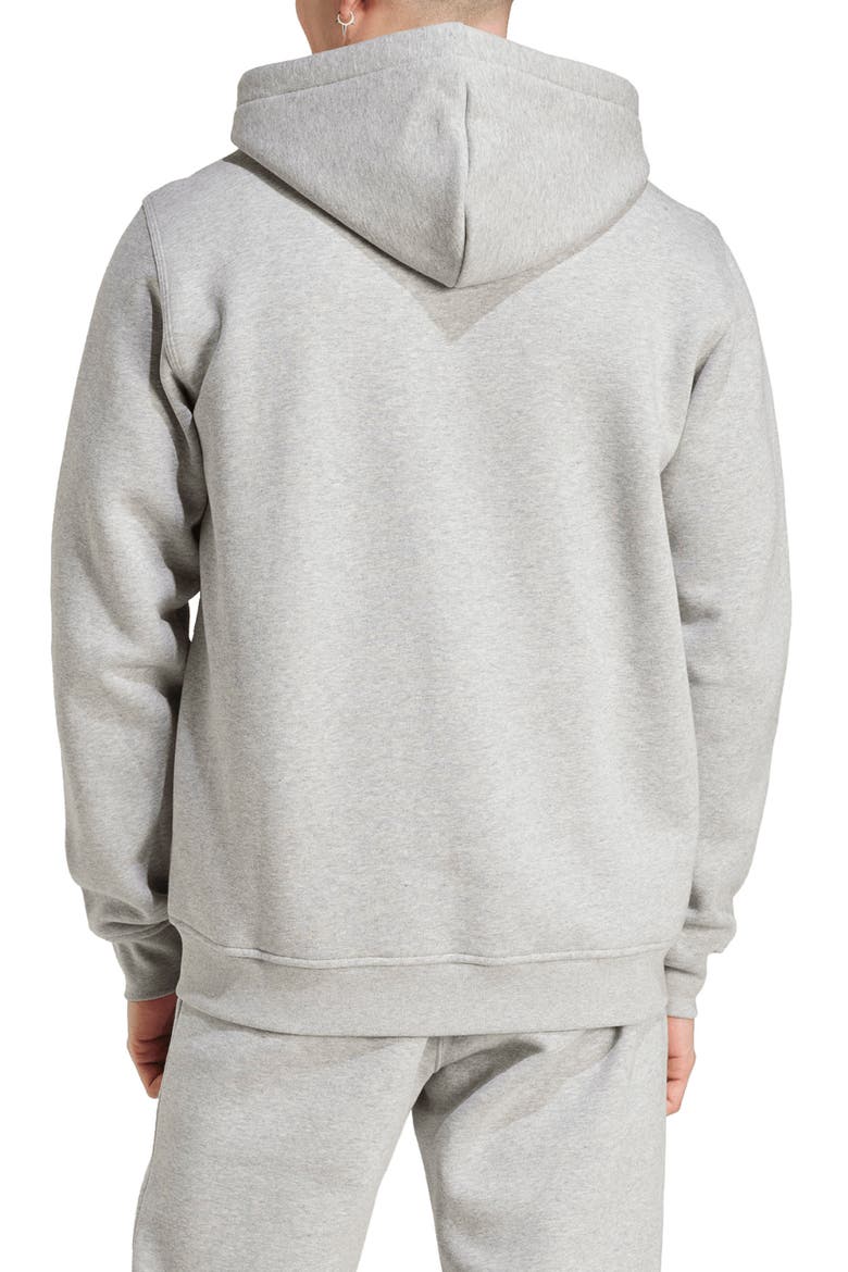 Trefoil Essentials Zip Hoodie, Alternate, color, MEDIUM GREY HEATHER