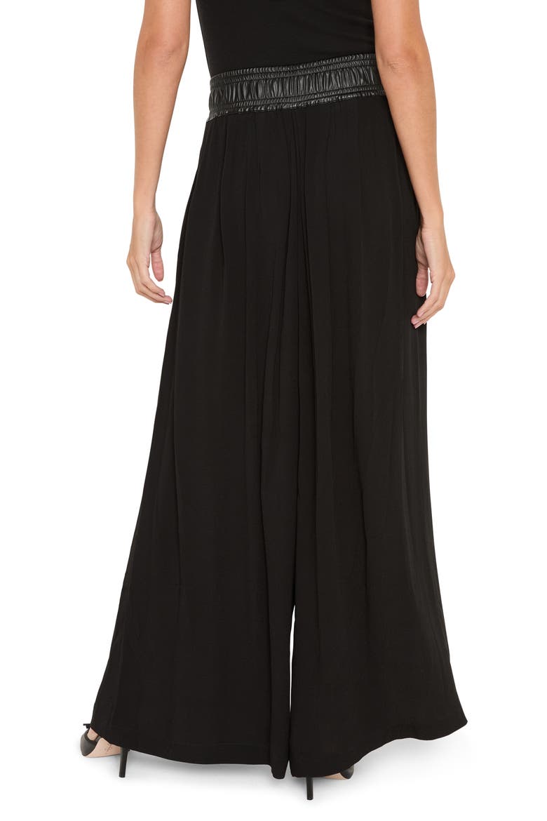 Faux Leather Waistband Wide Leg Pants, Alternate, color, BLACK ONYX