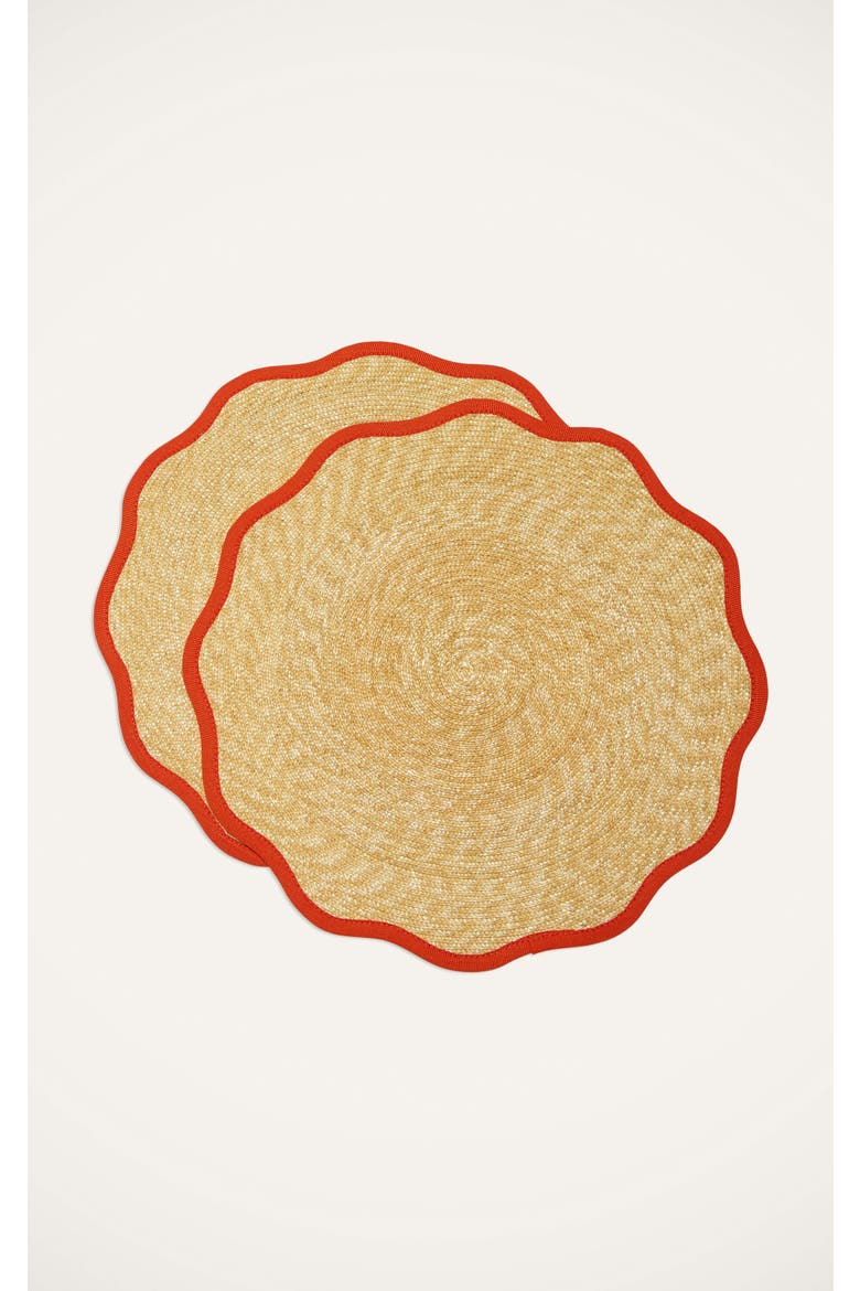 Straw Cloud Placemats Set Of 2, Main, color, Solid Orange