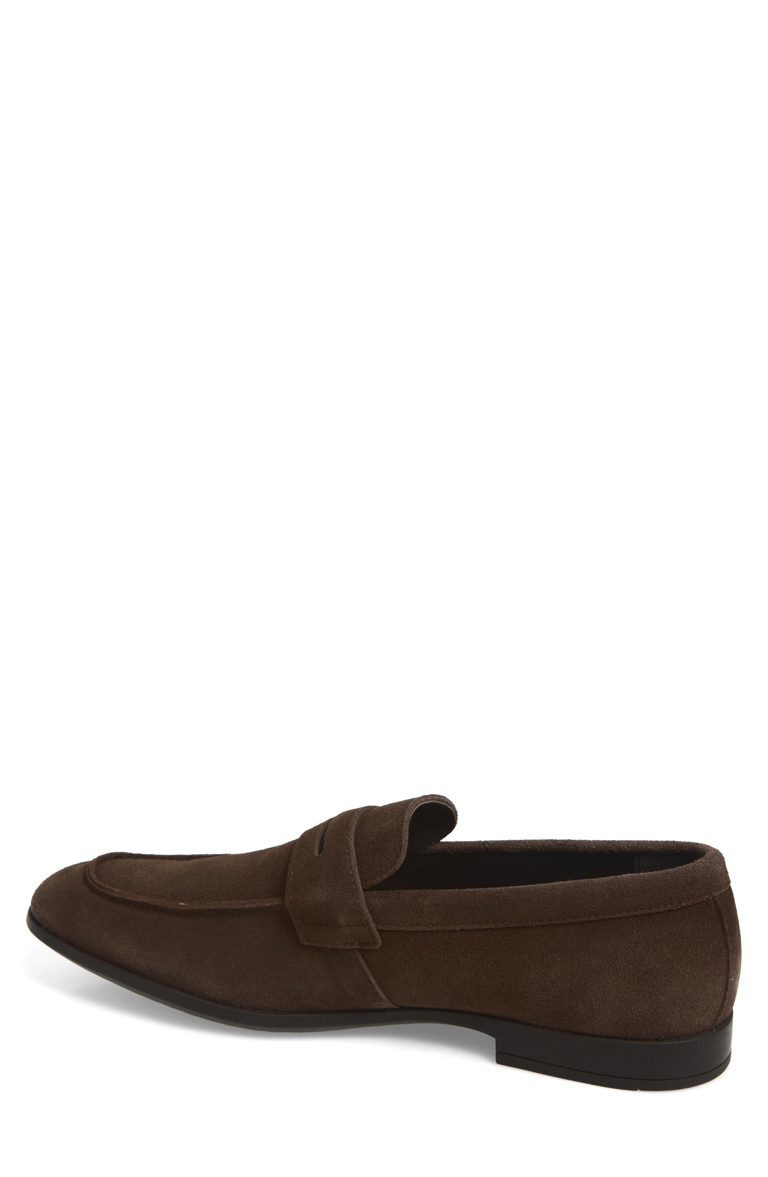 Varick Penny Loafer, Alternate, color, DARK BROWN