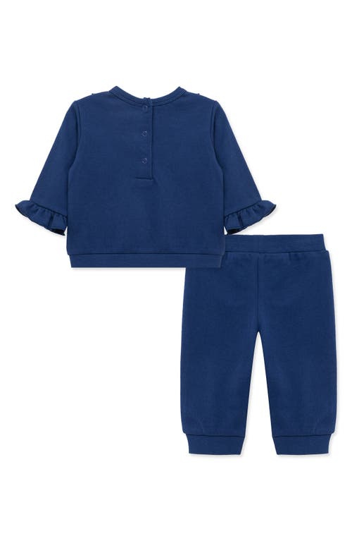 Little Me Pop Flowers Active Top & Joggers Set In Blue