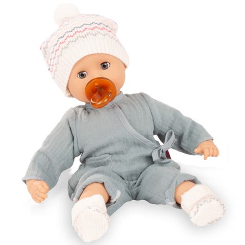 Muffin Baby Zig Zag - 13" Baby Doll, Blue Wrap Romper, Toddlers 18mo+