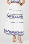 French Connection Alissa Embroidered Cotton Midi Skirt