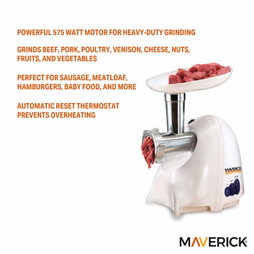 Maverick Deluxe 550 Watt Meat Grinder In White