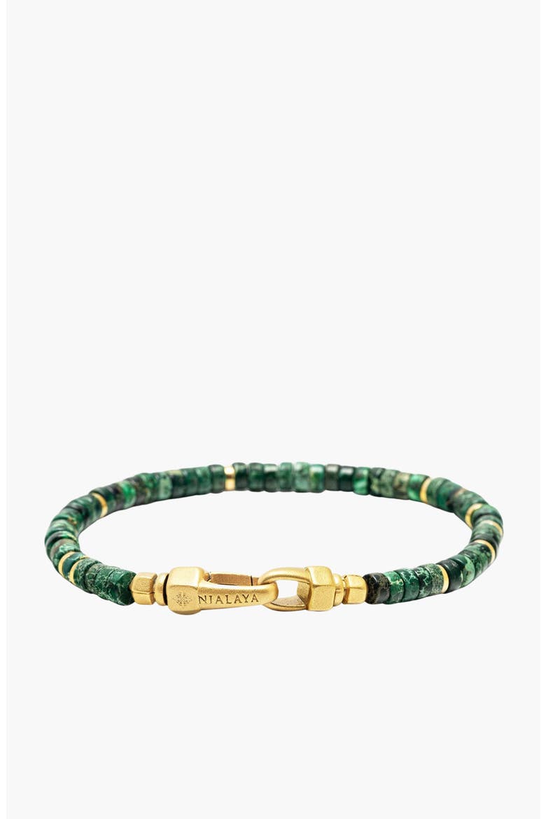 Malachite Heishi Bracelet, Main, color, Dark Green Malachite