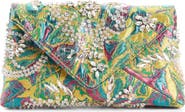 Dries Van Noten Crystal Embellished Lamé Floral Jacquard Clutch