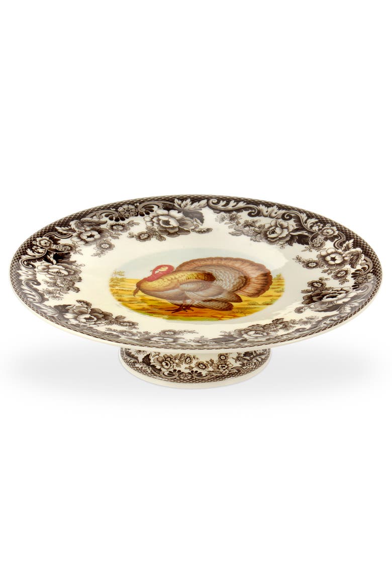 Woodland Turkey Footed 10.5" Cake Plate, Main, color, Brown