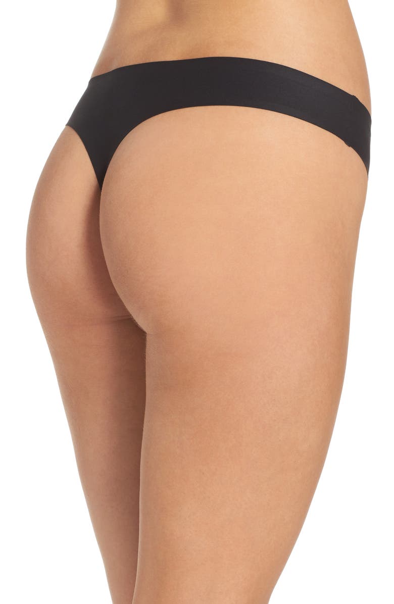 Chantelle Lingerie Soft Stretch Thong, Alternate, color, Black