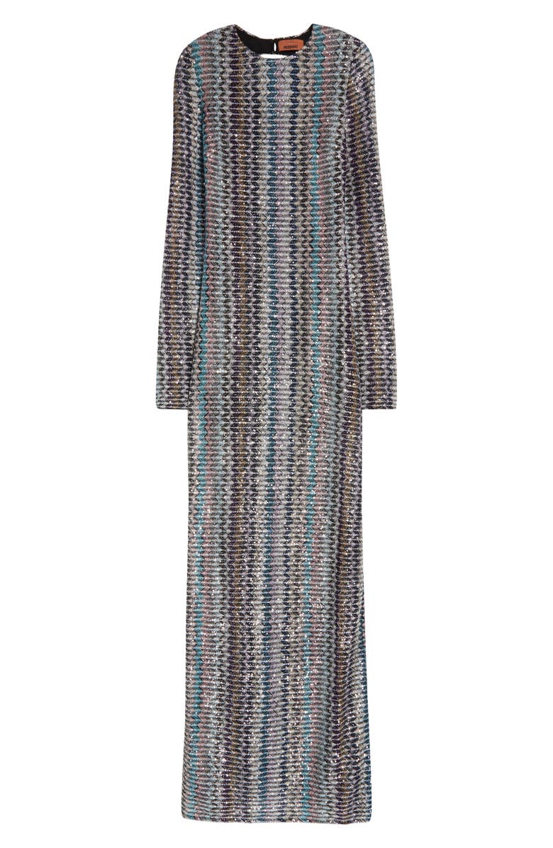 Missoni Sequin Stripe Long Sleeve Knit Dress, Alternate, color, 