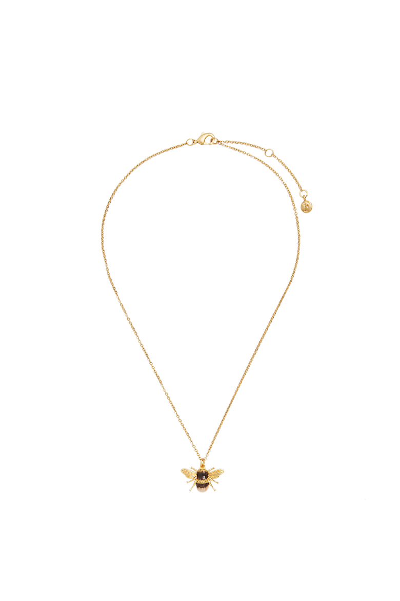 Honey Bee Enamel Necklace, Alternate, color, Gold