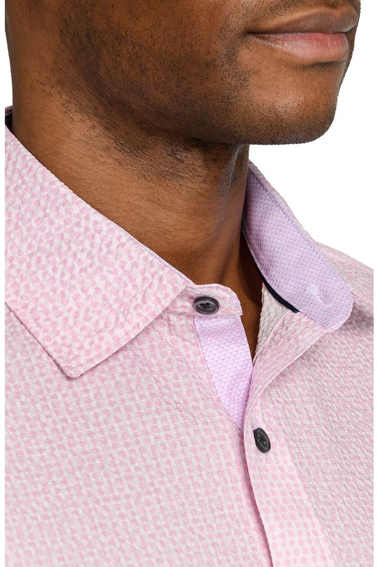 Slim Fit Dot Woven Short Sleeve Seersucker, Alternate, color, LT. PINK