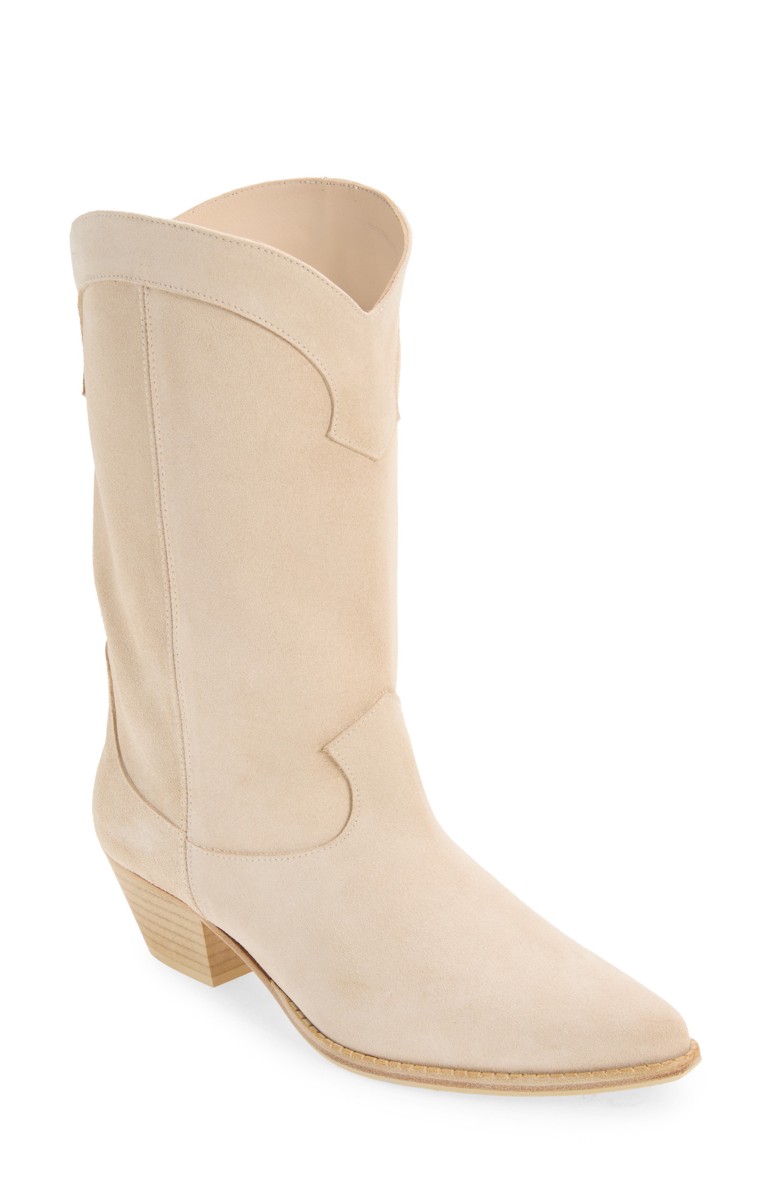Western Mid Shaft Boot, Main, color, SAHARA SUEDE