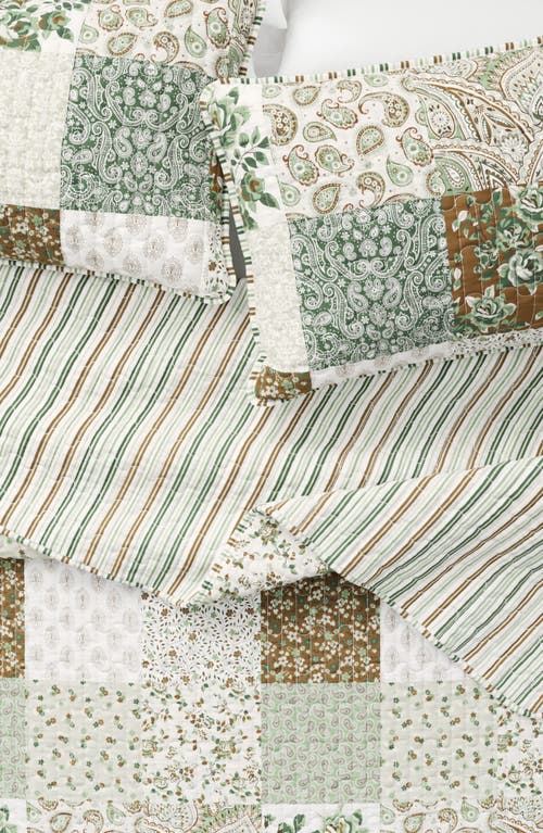 Woven & Weft Summer Lodge Reversible Quilt Set In Green Floral Grid/brown