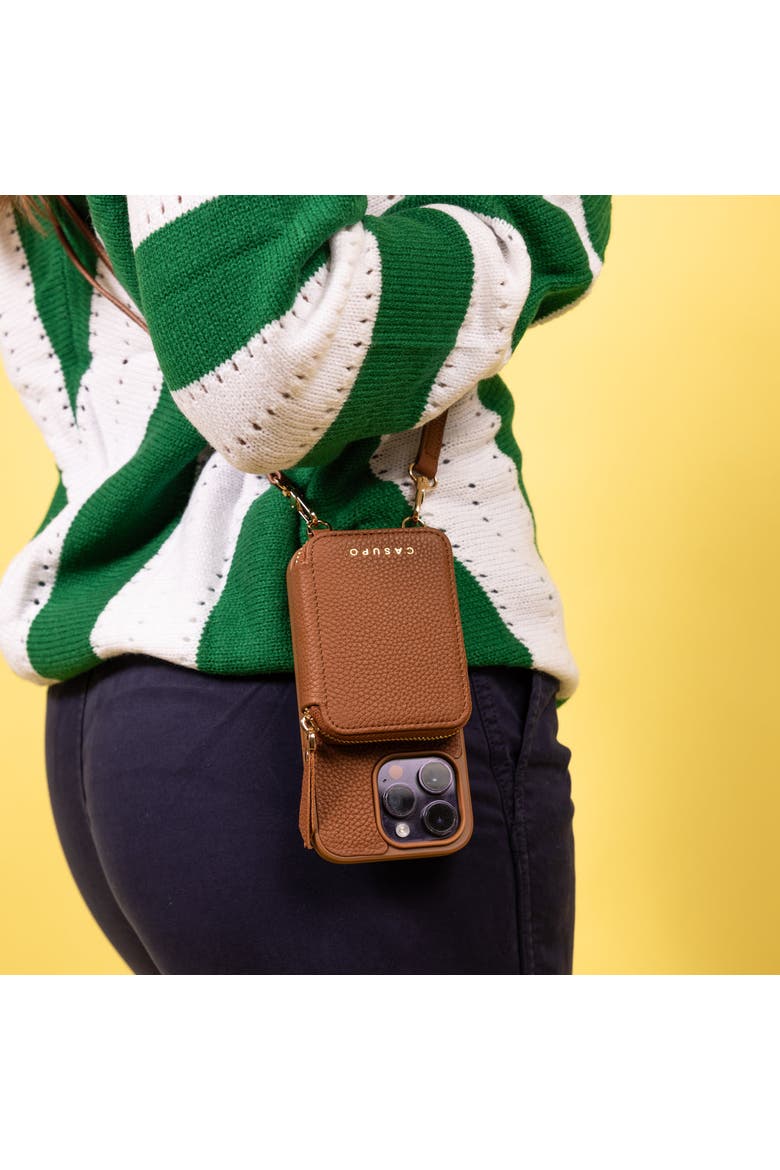 Leather iPhone Case with wallet and strap, Alternate, color, Natural