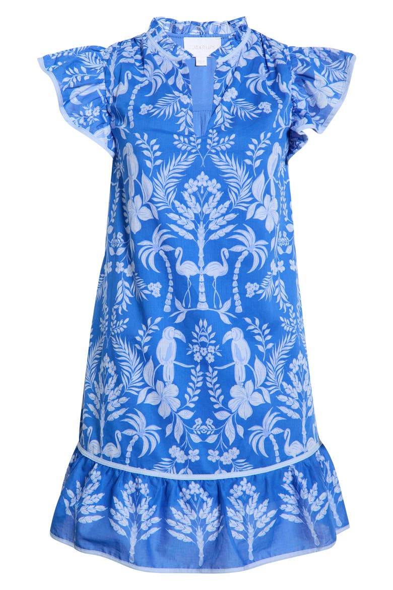 Davina Floral Ebba Shift Mini Dress, Alternate, color, COBALT-WHITE