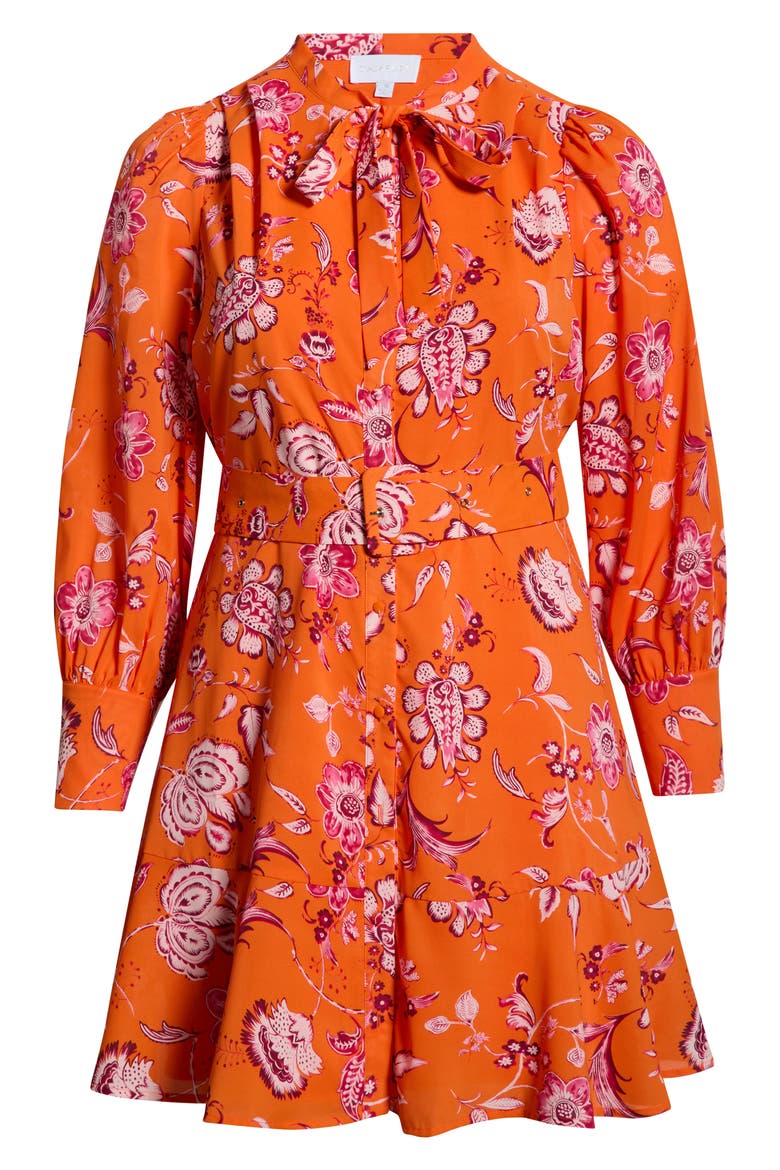 Cosmo Floral Long Sleeve Shirtdress, Alternate, color, ORANGE-MULTI