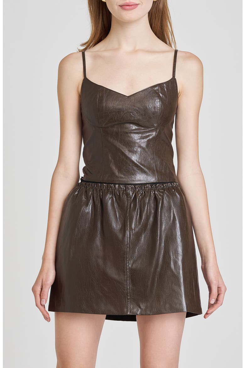 Estella Faux Leather Miniskirt, Alternate, color, CHOCOLATE
