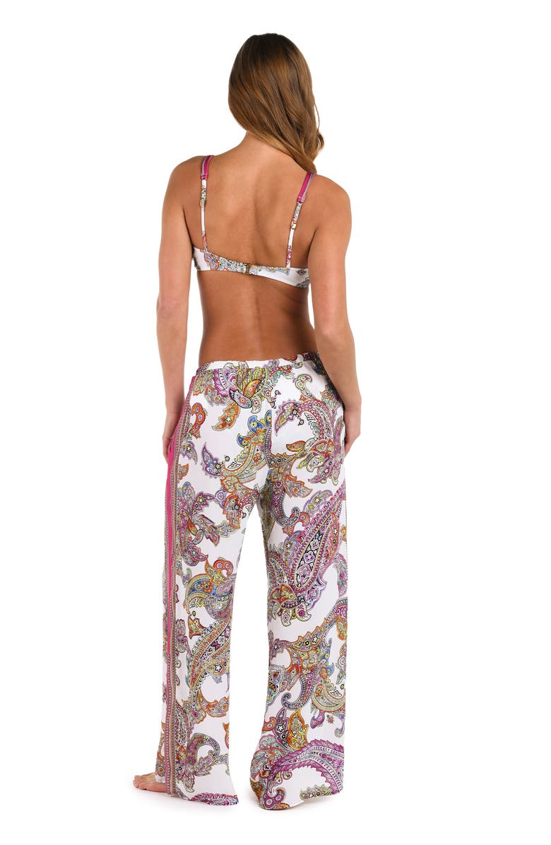 L'AGENCE Geraldine Wide Leg Cover-Up Pants, Alternate, color, White Multi