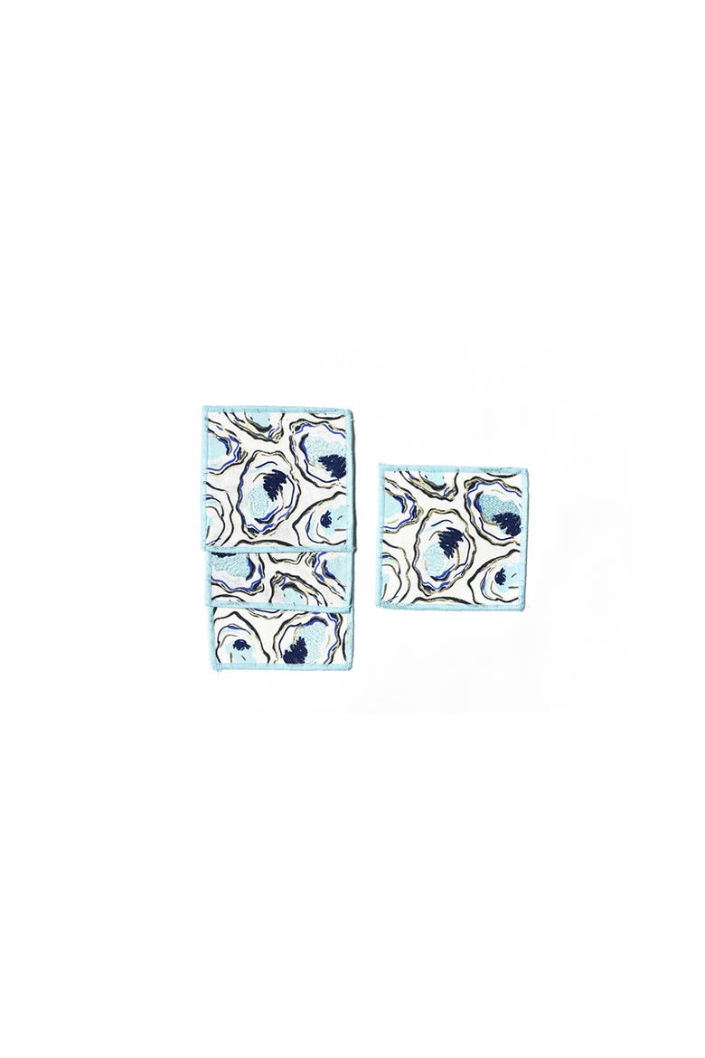 Oyster Print Cocktail Napkins Set of 4, Main, color, Blue