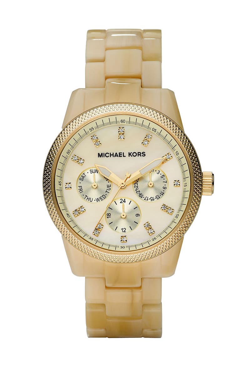 Michael Kors 'Jet Set' Bracelet Watch, Main, color, HORN