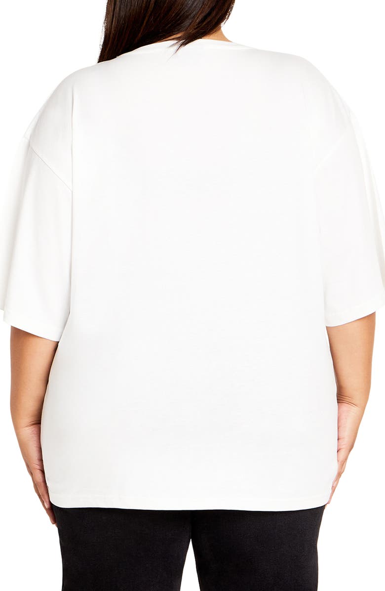 City Chic Loose Fit Cotton Graphic T-Shirt, Alternate, color, White