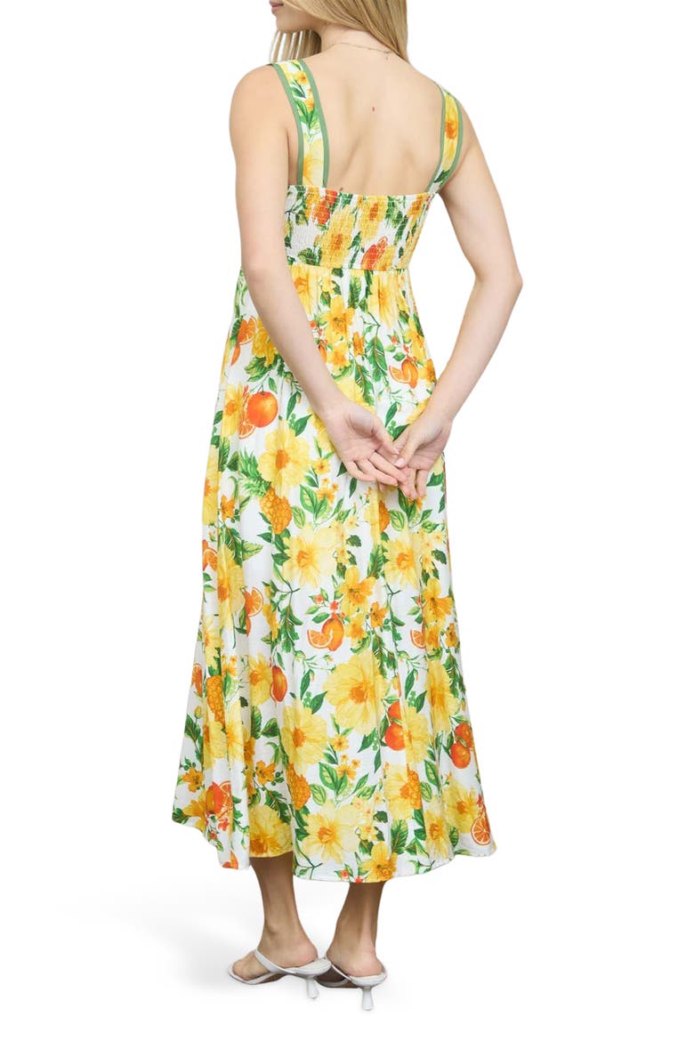 Floral Midi Dress, Alternate, color, YELLOW MULTI
