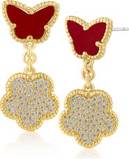 CZ by Kenneth Jay Lane Cubic Zirconia Pavé Butterfly Clover Drop Earrings