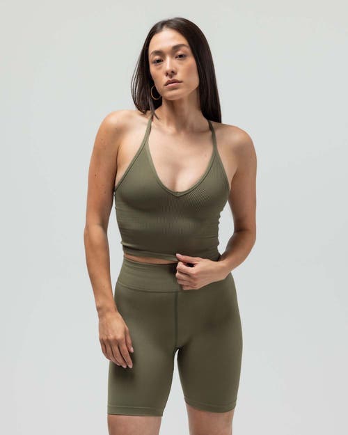 Reformer The Crop Racerback V-neck Tank Top In Green