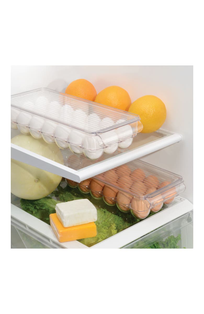 iDesign Plastic Egg Holder - Holds 21 Eggs - Set of 2 - Clear - Made in USA, Alternate, color, Clear