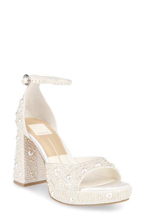 Dolce Vita Pandro Ankle Strap Platform Sandal In True White Pearls