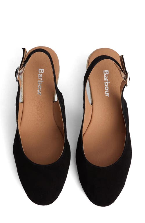 Barbour Hazel Slingback Espadrille Wedge Sandal In Black Suede