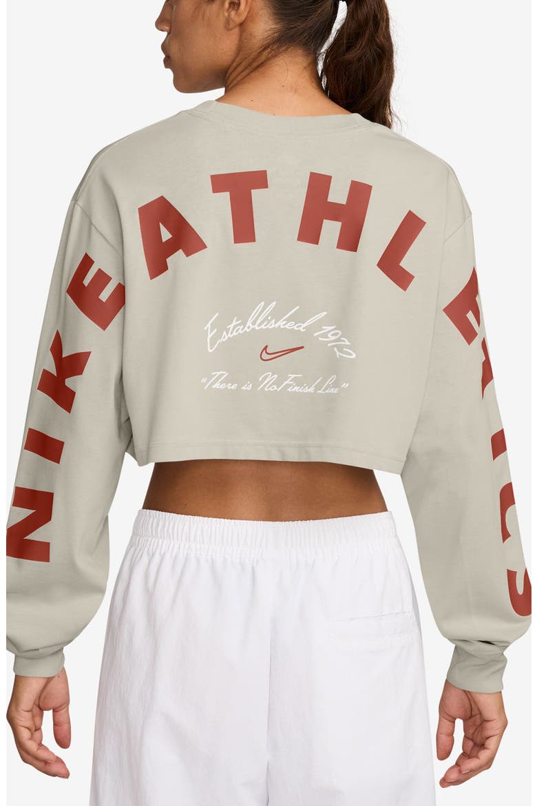 Sportswear Long Sleeve Crop T-Shirt, Alternate, color, LIGHT BONE