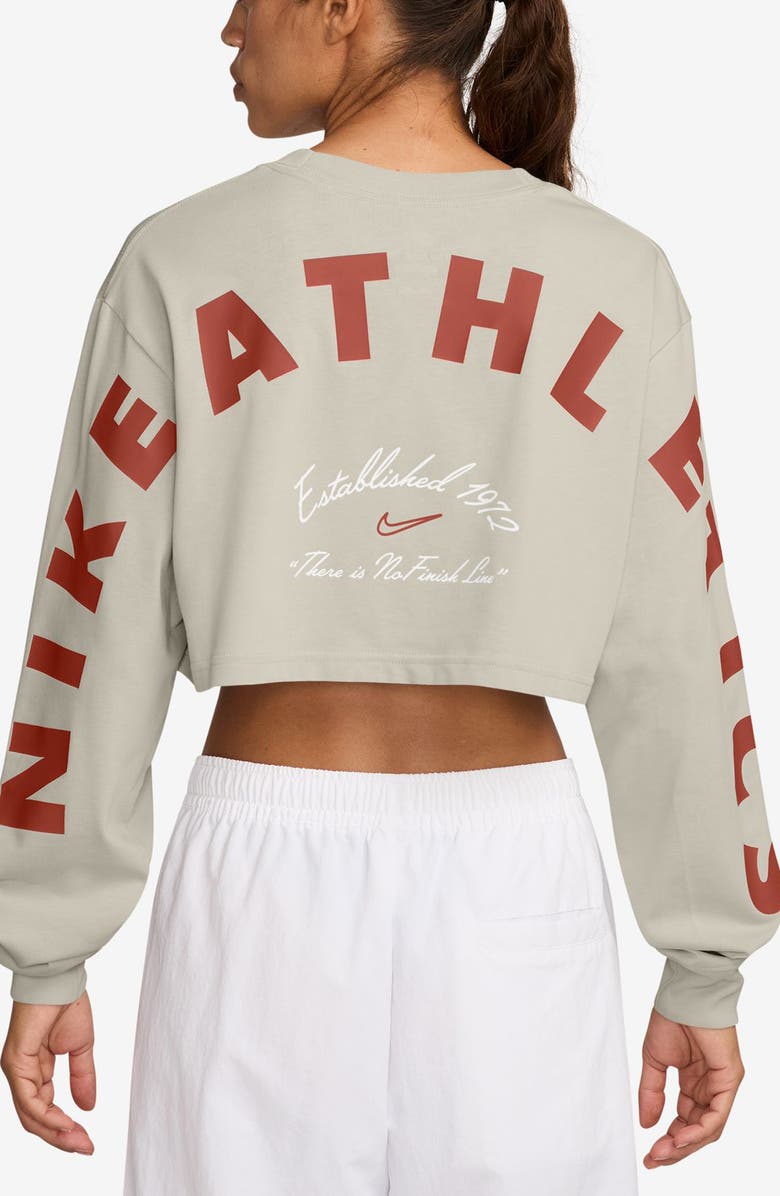 Nike Sportswear Long Sleeve Crop T-Shirt, Alternate, color, Light Bone