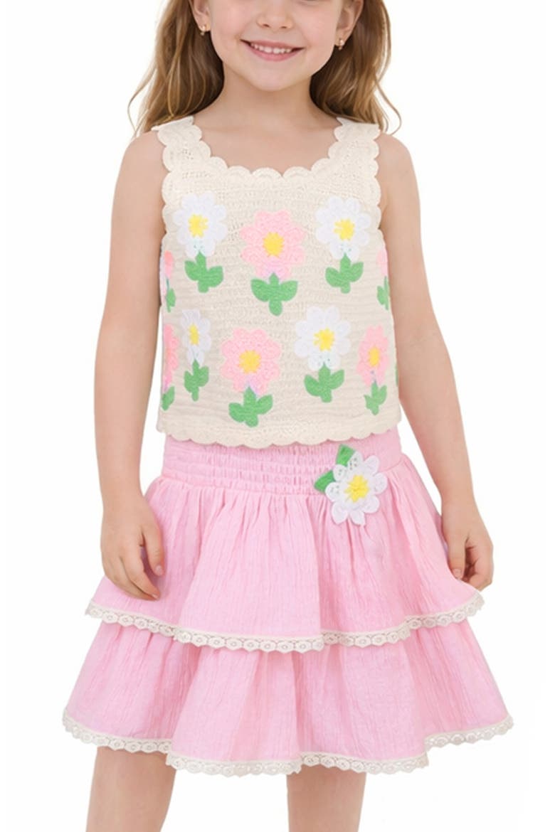 Kids' Daisy Tank & Skirt Set, Alternate, color, CREAM/ PINK