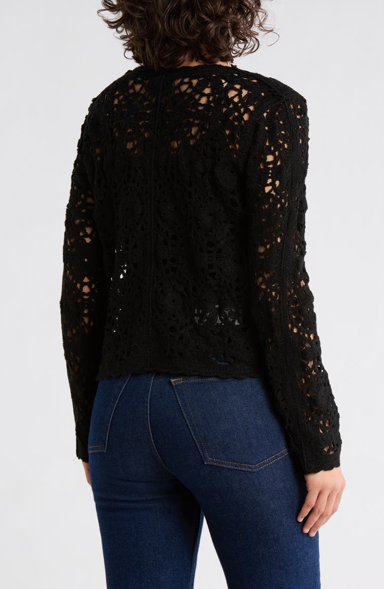 Forgotten Grace Open Stitch Button Cardigan, Alternate, color, Black