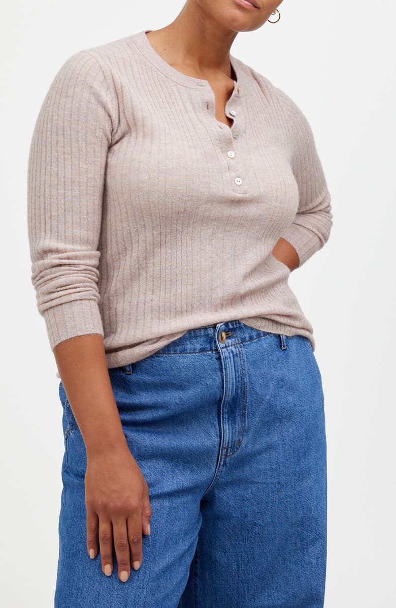 Madewell Alpaca Blend Henley Sweater, Main, color, Sand