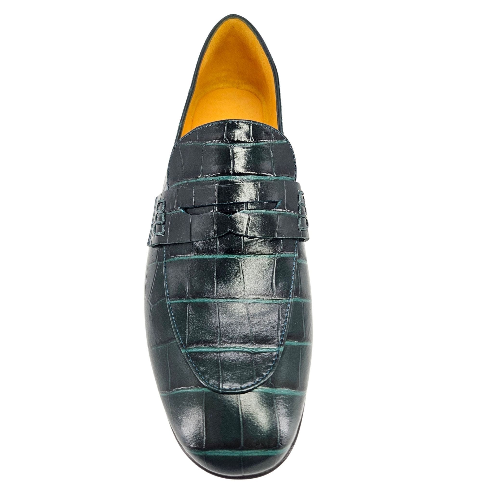 Flat Croc Embossed Loafer, Alternate, color, Green