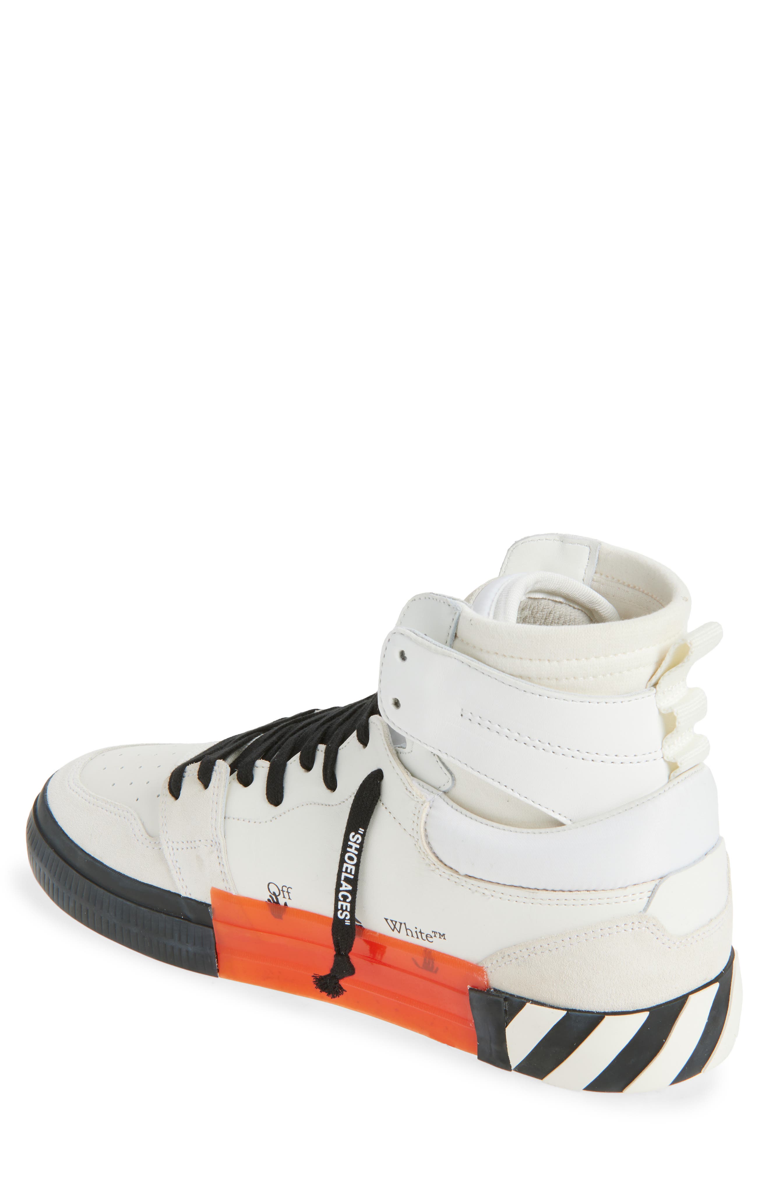 Off-White High Top Vulcanized Leather Sneaker, Alternate, color, 