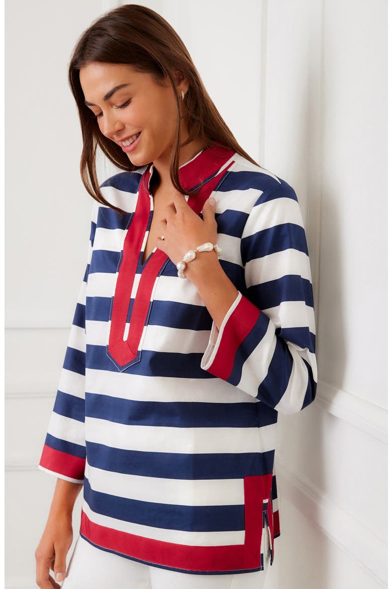 St. Tropez Stripe Tunic, Alternate, color, NAVY