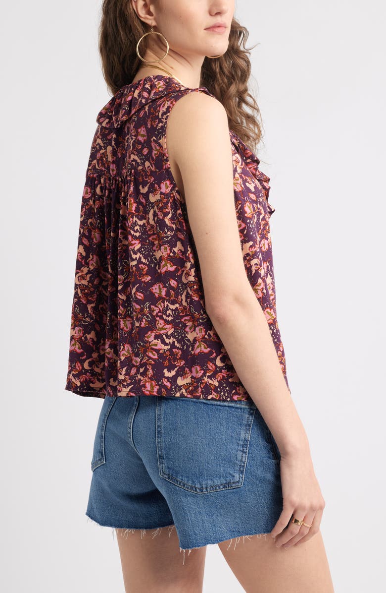 Treasure & Bond Ruffle Tank, Alternate, color, Purple Batik Brush