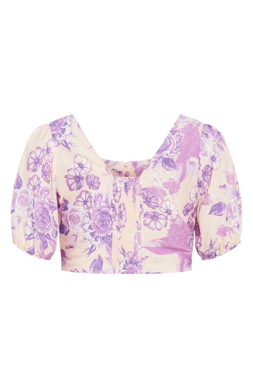 City Chic Isabella Floral Top In Purple