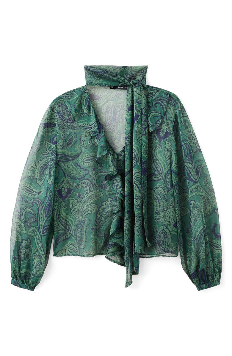 MANGO Paisley Scarf Neck Top, Alternate, color, 