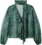 MANGO Paisley Scarf Neck Top