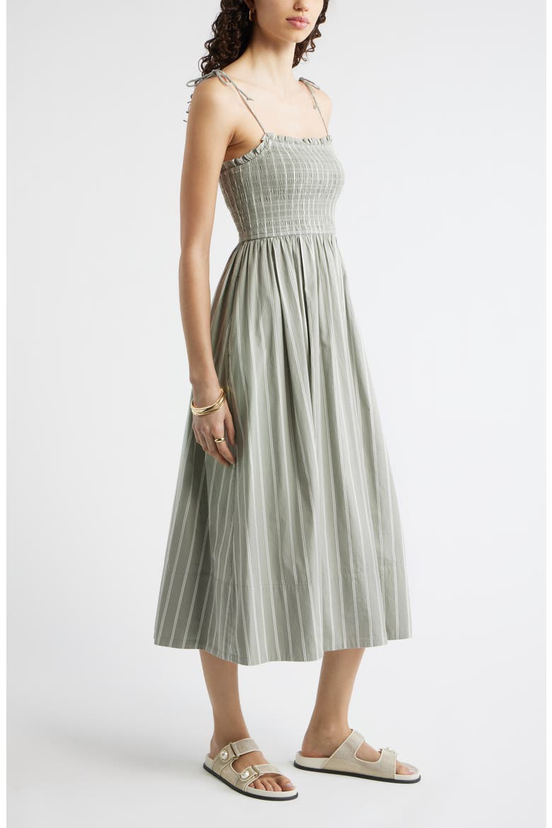 Stripe Midi Cotton Sundress, Alternate, color, GREEN- IVORY SADIE STRIPE