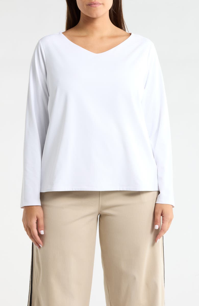 Lysse ntial V-Neck Long Sleeve Top, Main, color, White