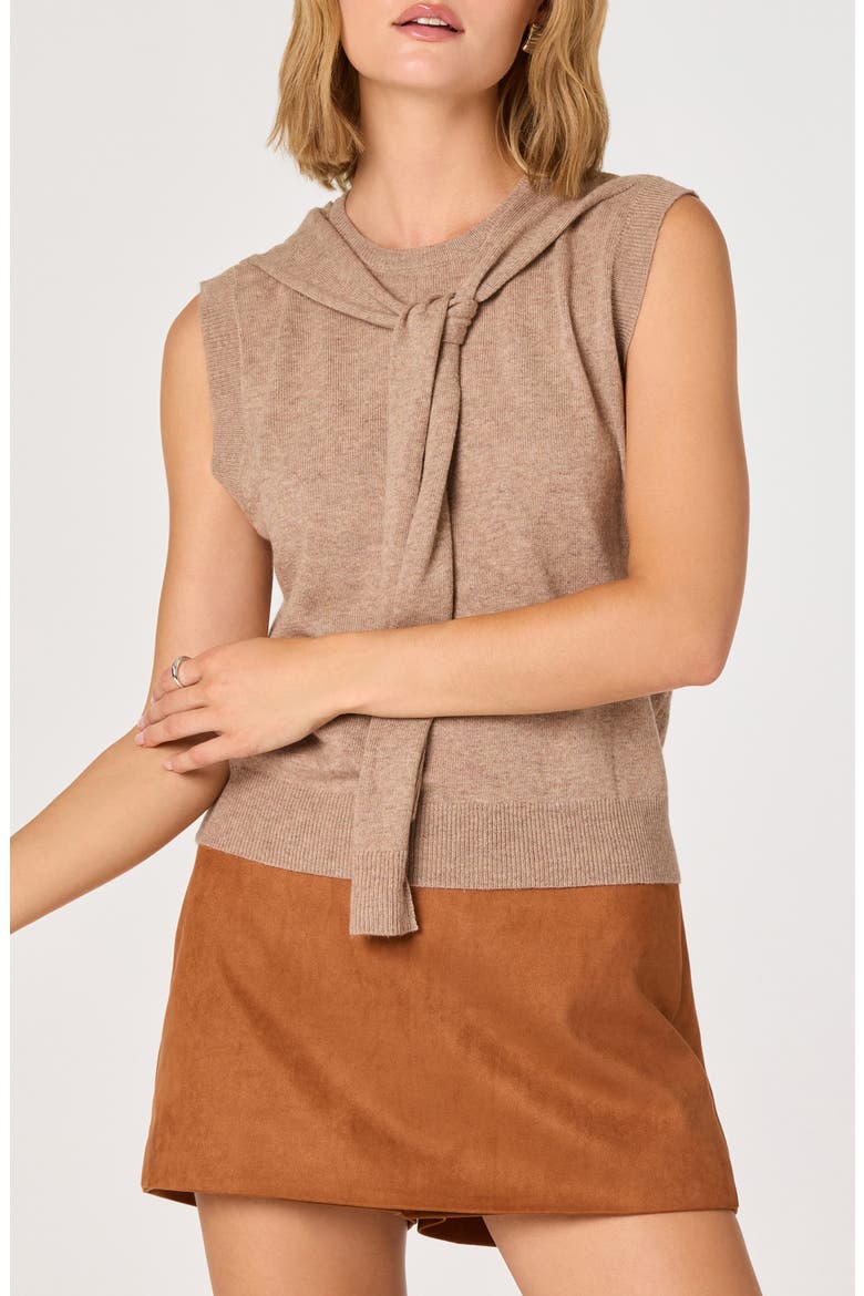 Scarf Tie Sleeveless Sweater, Main, color, NATURAL