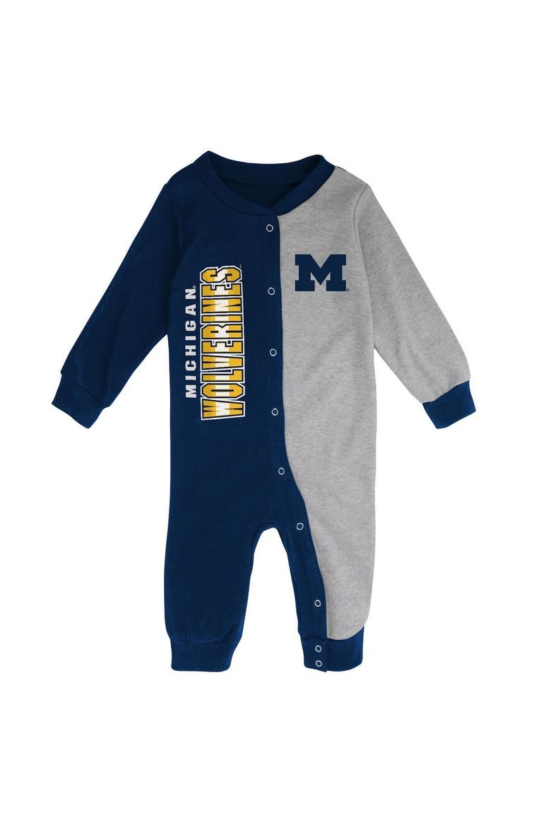Infant Navy/Heather Gray Michigan Wolverines Halftime Two-Tone Sleeper, Alternate, color, Navy