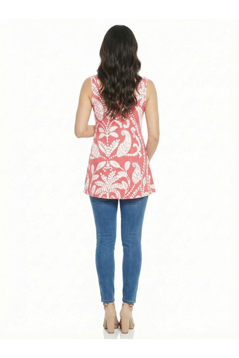 Maternity Paisley Scoop Neck Tunic Tank Top, Alternate, color, Red Multi